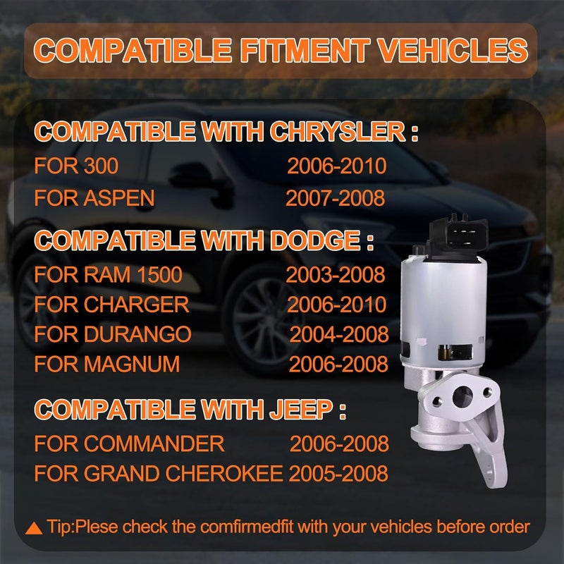 STZJAYE EGR Valve Replacement EGV827 Compatible with Chrysler 300 2006-2010,for Dodge Ram 1500 2003-2008,for Jeep Commander 2006-2008 5.7L V8, Automotive Exhaust Gas Recirculation Replacement 911-205 - Image 2